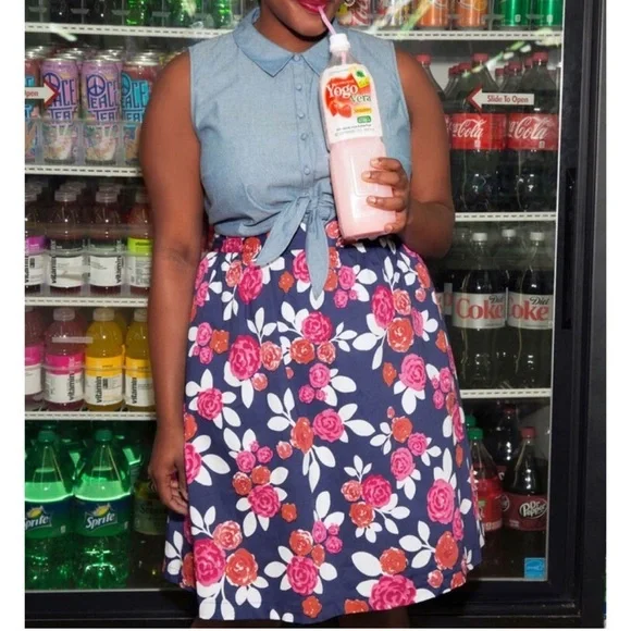 Modcloth Pros & Convertibles Floral Midi Skirt XL Extra Large Cotton - Picture 11 of 11